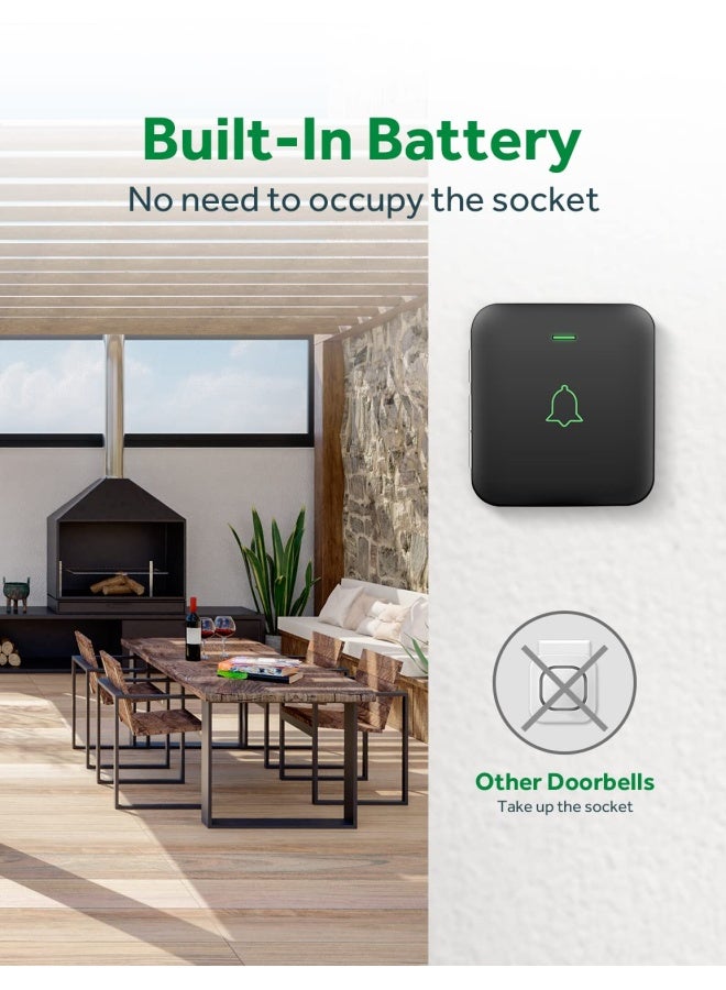 AVANTEK Wireless Door Bell BA11 Waterproof Battery Operated Doorbell Chime Operating at 1000 Feet Portable Door Chime kit with 52 Melodies 5 Volume Levels and CD Quality Sound - Image 2