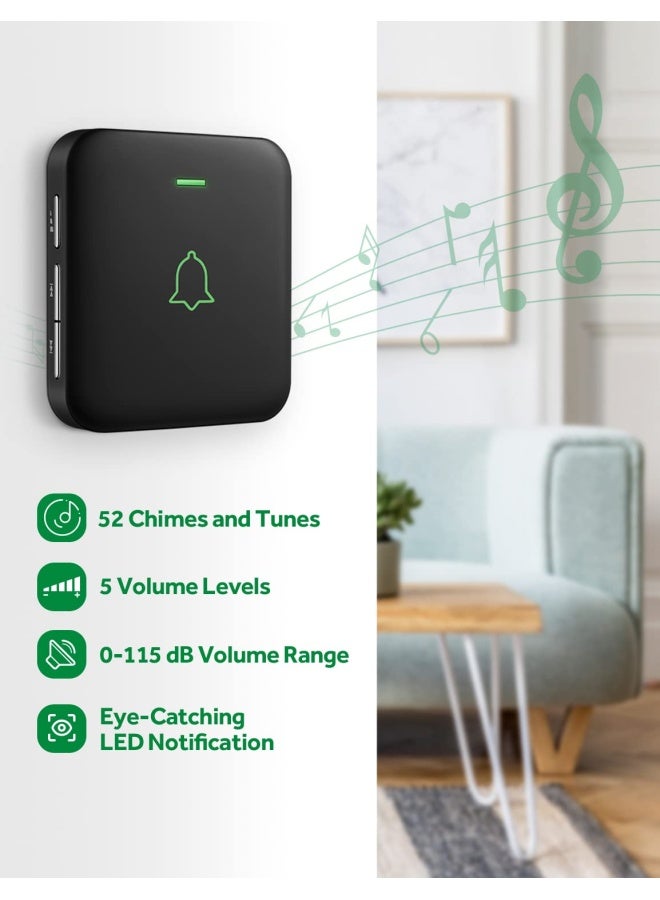 AVANTEK Wireless Door Bell BA11 Waterproof Battery Operated Doorbell Chime Operating at 1000 Feet Portable Door Chime kit with 52 Melodies 5 Volume Levels and CD Quality Sound - Image 3