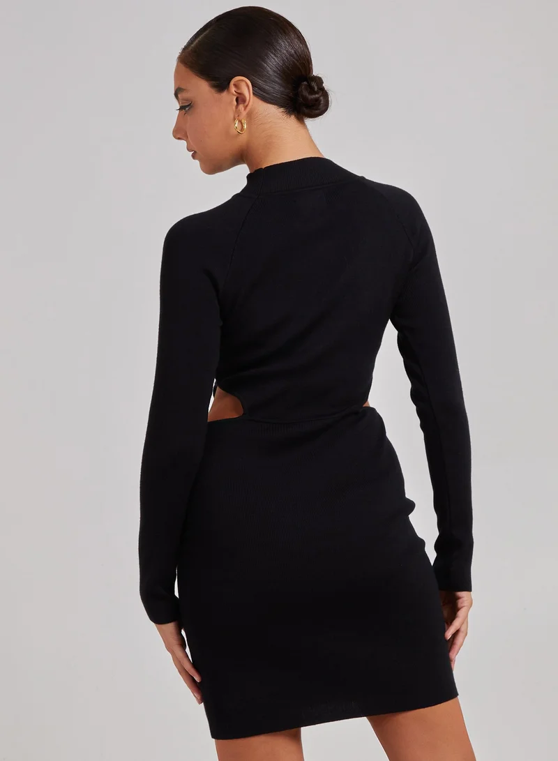 Pink Vanilla Side Cut Out High Neck Dress