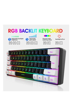إتش إكس إس جيه لوحة مفاتيح سلكية للألعاب 61 مفتاحًا بإضاءة خلفية RGB  - Image 2