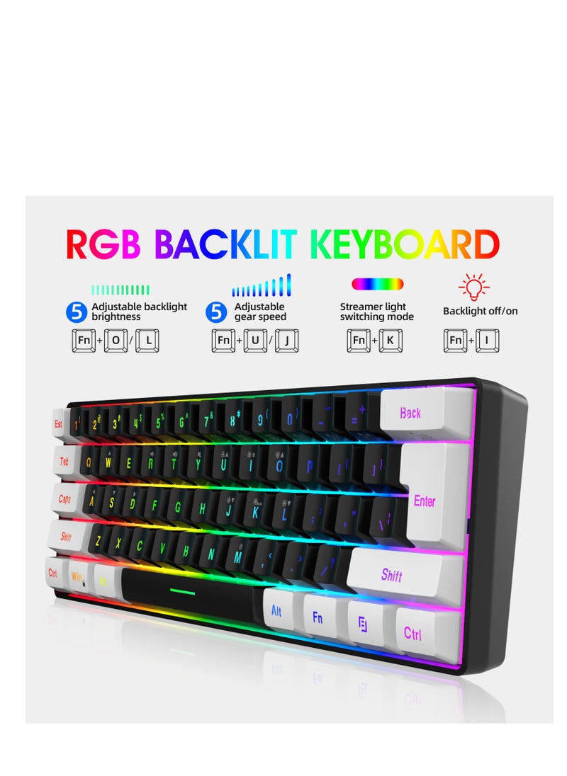 إتش إكس إس جيه - لوحة مفاتيح سلكية للألعاب 61 مفتاحًا بإضاءة خلفية RGB - Image 1