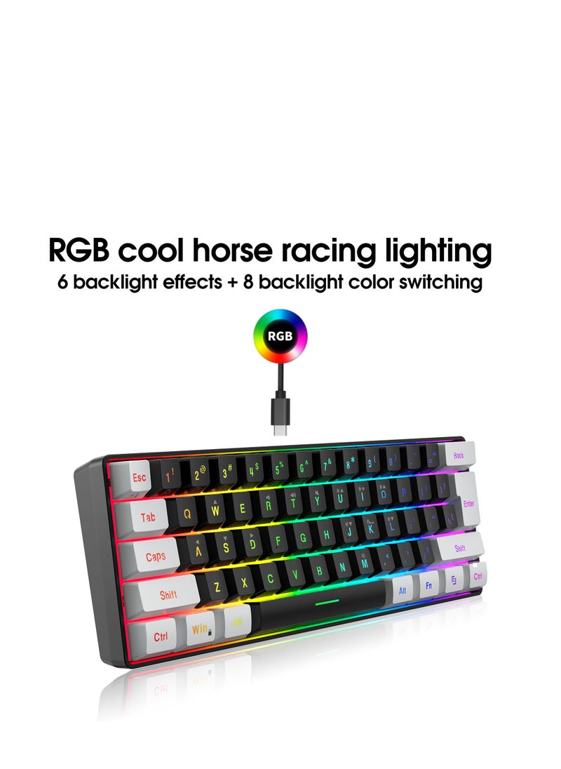 إتش إكس إس جيه - لوحة مفاتيح سلكية للألعاب 61 مفتاحًا بإضاءة خلفية RGB - Image 1