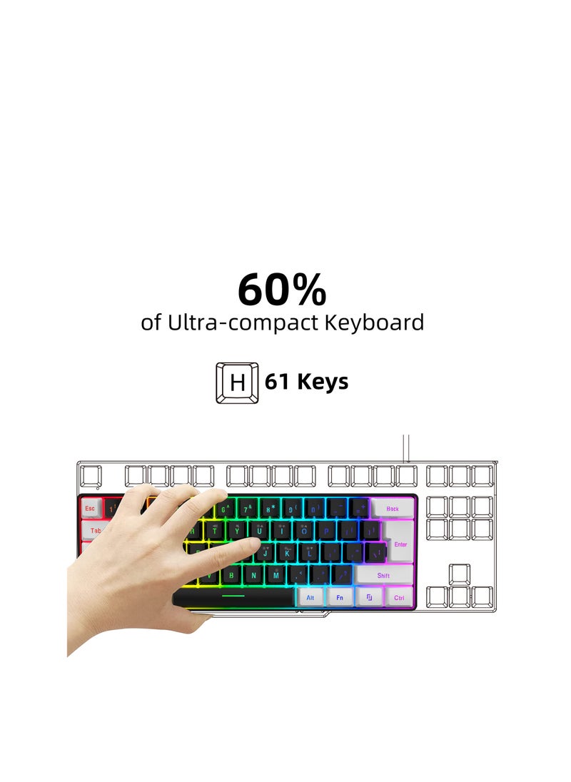 Wired 61-Keys RGB Backlit Streamer Gaming Keyboard
