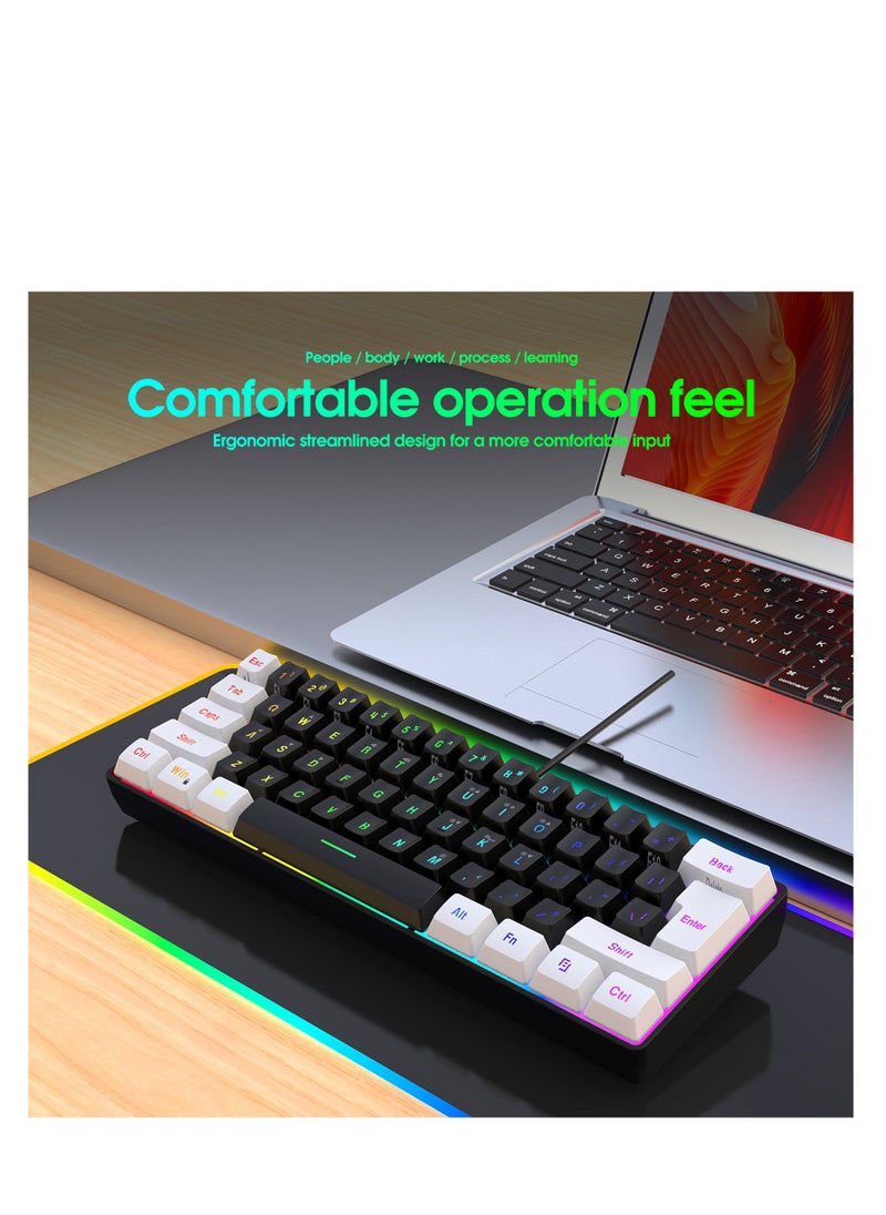 إتش إكس إس جيه - لوحة مفاتيح سلكية للألعاب 61 مفتاحًا بإضاءة خلفية RGB - Image 1