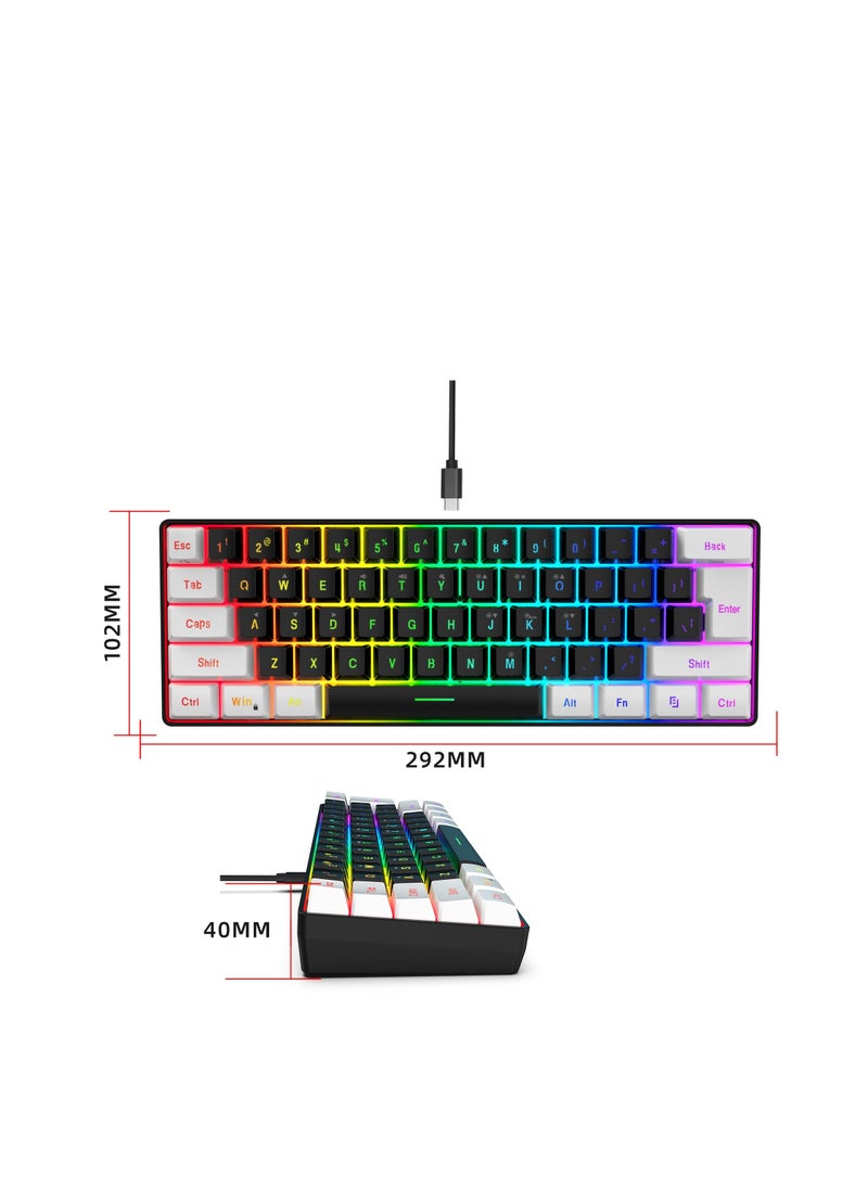 إتش إكس إس جيه - لوحة مفاتيح سلكية للألعاب 61 مفتاحًا بإضاءة خلفية RGB - Image 1