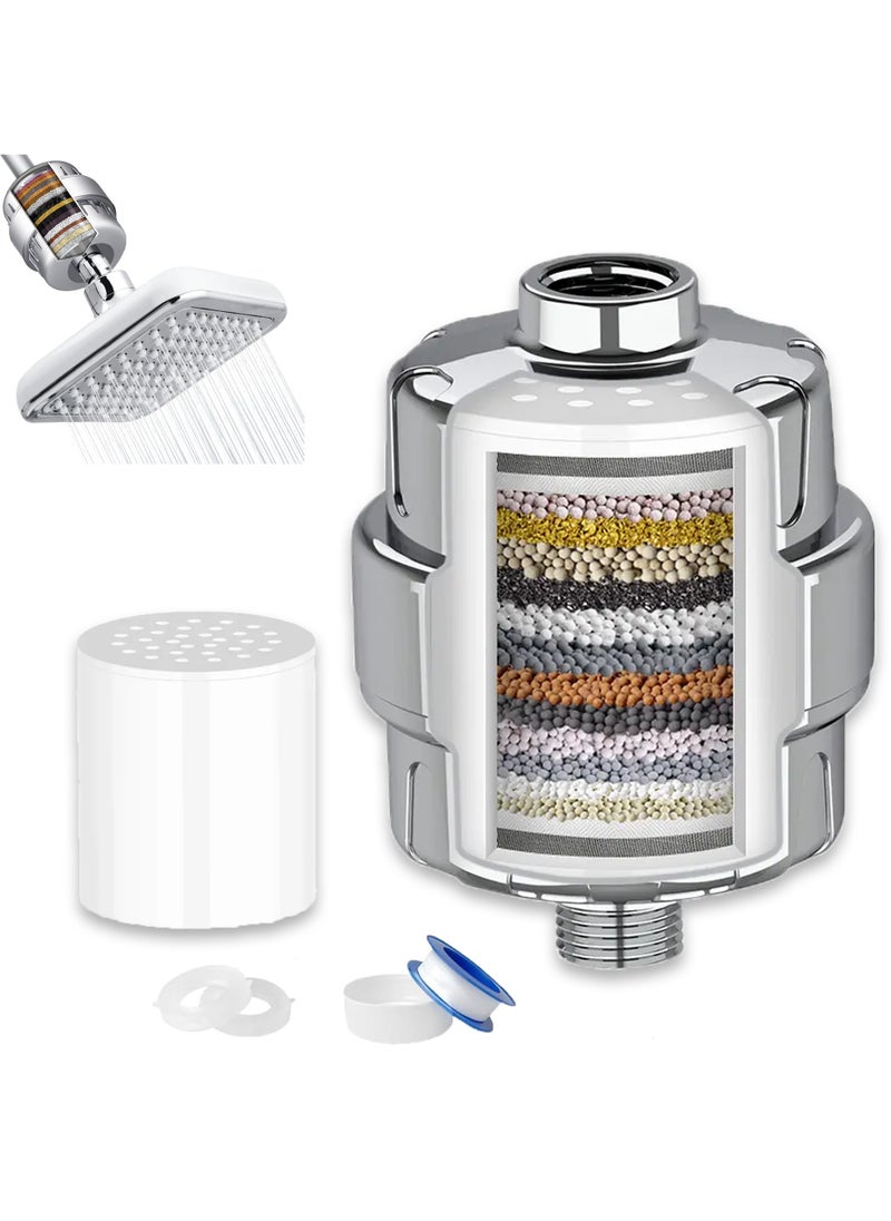 ABJ 25-Stage Shower Filter for Hard Water – High-Performance Showerhead Filter with one extra Replacement Cartridges, Removes Chlorine & Fluoride, Polished Chrome  - Image 1