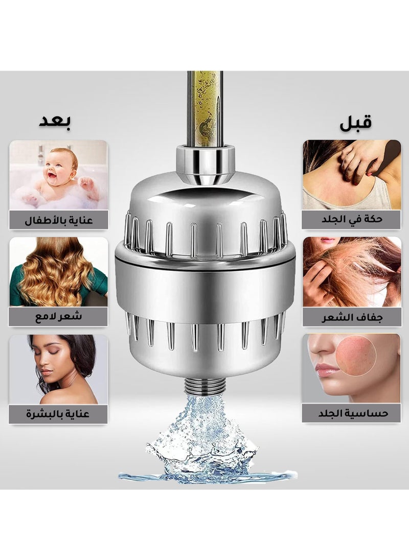 ABJ 25-Stage Shower Filter for Hard Water – High-Performance Showerhead Filter with one extra Replacement Cartridges, Removes Chlorine & Fluoride, Polished Chrome  - Image 4
