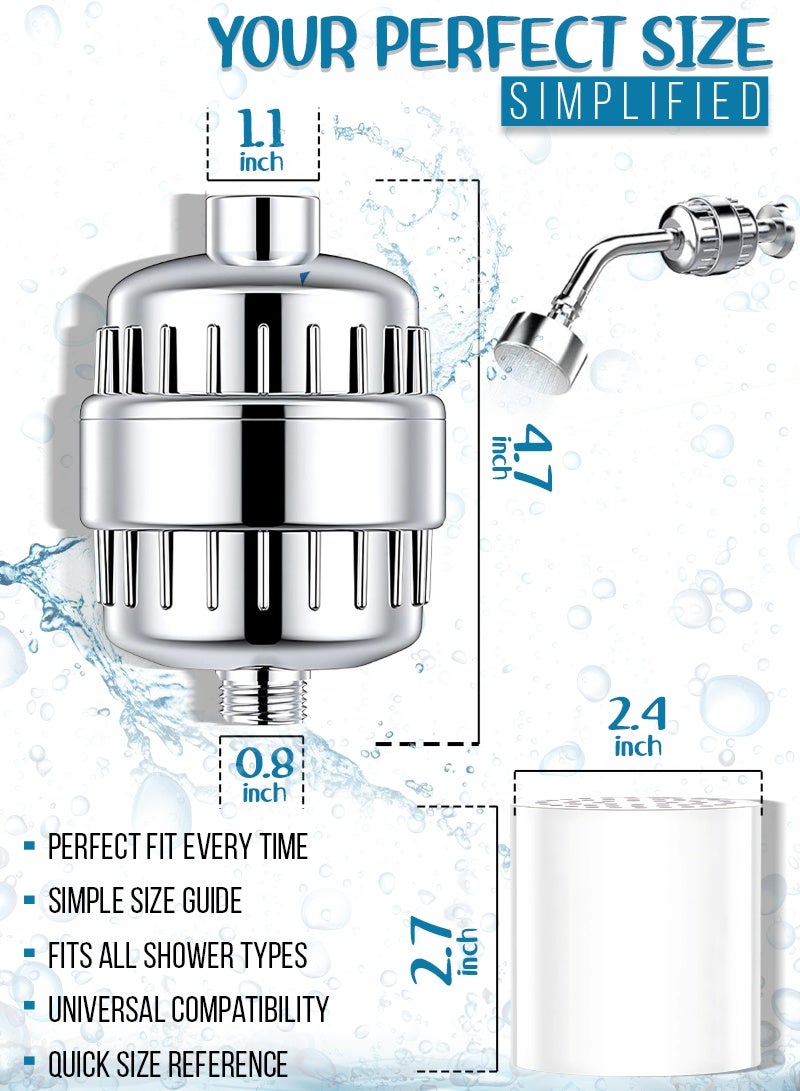 25-Stage Shower Filter for Hard Water – High-Performance Showerhead Filter with one extra Replacement Cartridges, Removes Chlorine & Fluoride, Polished Chrome - Image 5
