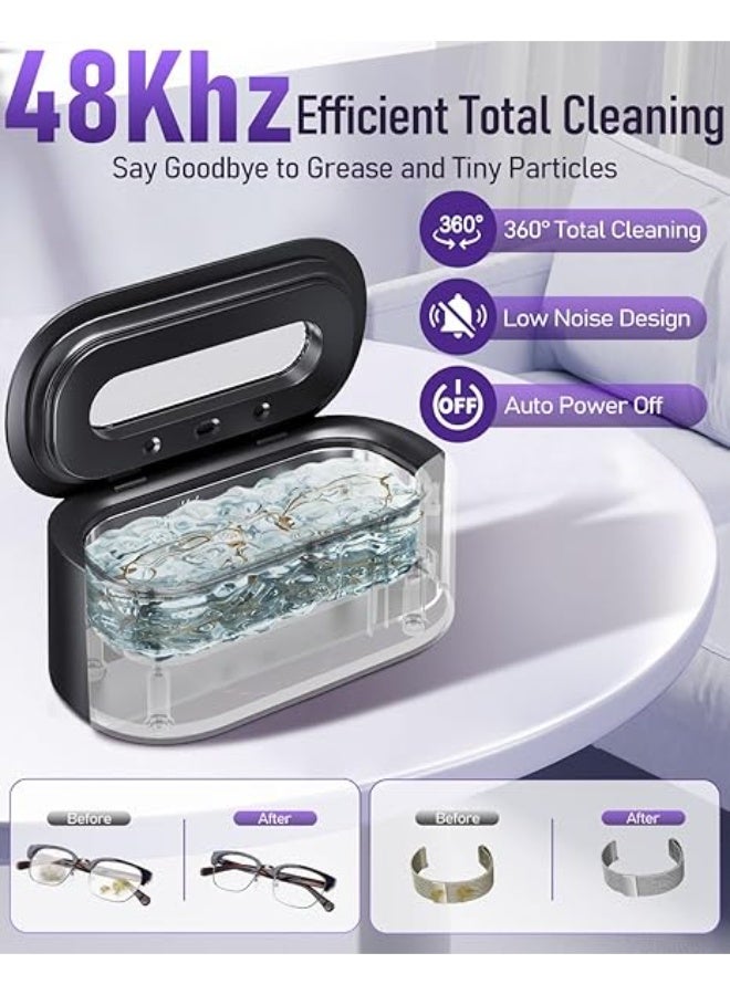 LENND Ultrasonic Jewelry Cleaner, Silver Cleaner 48KHZ 350ML, Professional Ultra Sonic Cleaner with Digital Timer, Ultrasonic Jewellery Cleaner Machine for Watch Straps, Eyeglasses, Rings, Earrings - Image 4