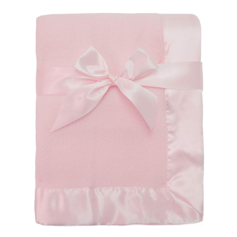 TL Care TL Care Fleece Blanket with SilkLike Satin Trim Soft Warm Cozy Pink 30 x 40 for Boys and Girls Perfect for Baby Carrier Stroller Travel and Gifting