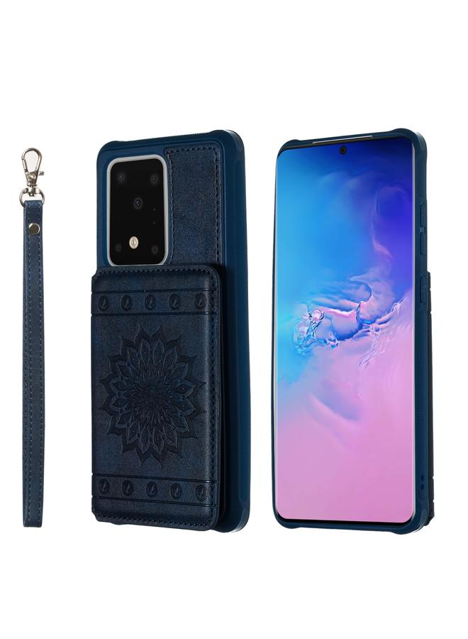 زبون جراب لهاتف Galaxy S20 Ultra، جراب هاتف محمول مقاوم للسقوط منقوش عليه نقشة زهرة الشمس، مزود بفتحات للبطاقات ومحفظة وحامل للصور ووظيفة الحامل - Image 1