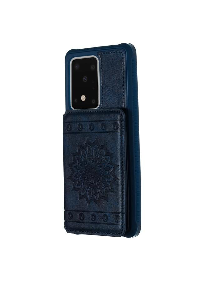 زبون جراب لهاتف Galaxy S20 Ultra، جراب هاتف محمول مقاوم للسقوط منقوش عليه نقشة زهرة الشمس، مزود بفتحات للبطاقات ومحفظة وحامل للصور ووظيفة الحامل - Image 2