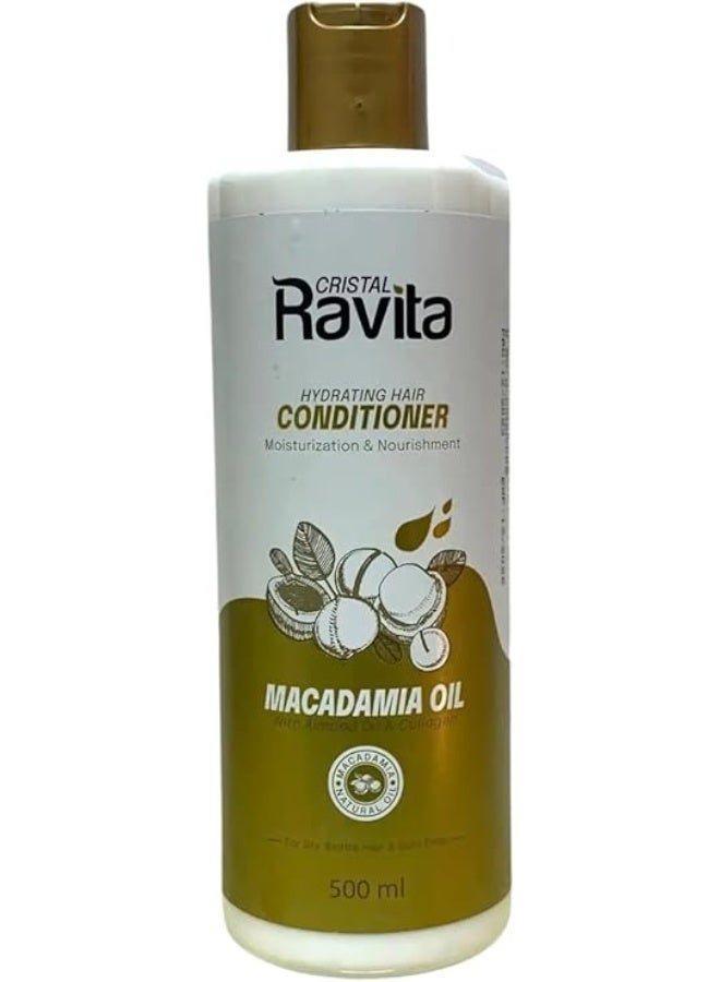 CRISTAL Cristal Ravita Hydrating, Moisturizing & Nourishing Conditioner with Macadamia Oil, Almond Oil & Collagen for Split Ends, Dry & Brittle Hair 