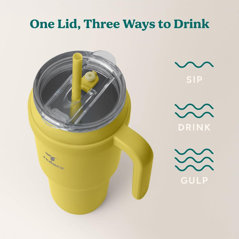 Reduce 40 oz Stainless Steel Tumbler with Handle - Dual-Wall Vacuum Insulated Travel Mug  Sweat-Proof Lid & Reusable Straw - Keeps Drinks Cold for 24 Hrs  Fits Cupholders  Dishwasher Safe -Pina Colada - Image 4