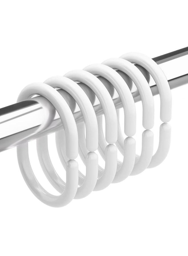 خطافات ستارة الحمام حلقات ستارة الدش على شكل C للحمام دش رود ستائر النافذة شماعات (أبيض، 24 حزمة) - Image 2