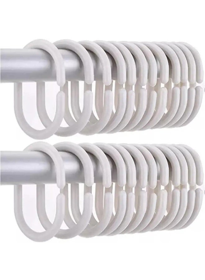 خطافات ستارة الحمام حلقات ستارة الدش على شكل C للحمام دش رود ستائر النافذة شماعات (أبيض، 24 حزمة) - Image 1