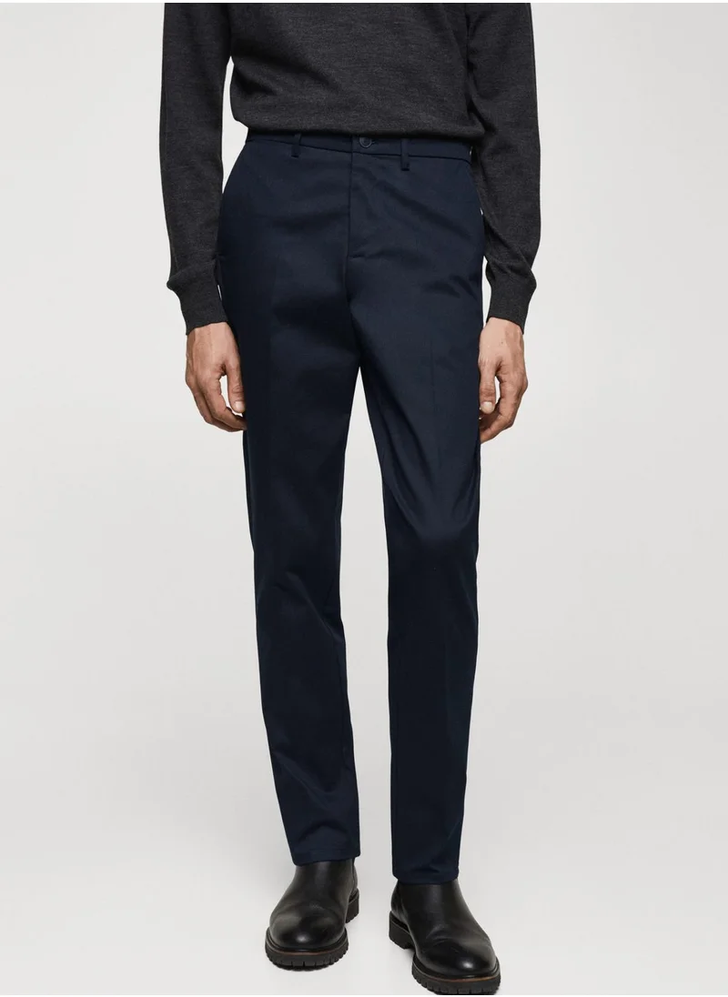 Mango Man Slim Fit Pleated Trousers