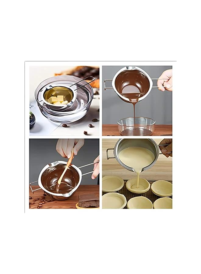 AMERTEER Stainless Steel Double Pot, kitchen Melting Pot Baking Tools, Chocolate, butter, cheese, Caramel and Candy melting pot Suitable for gas and electric stoves. - Image 3