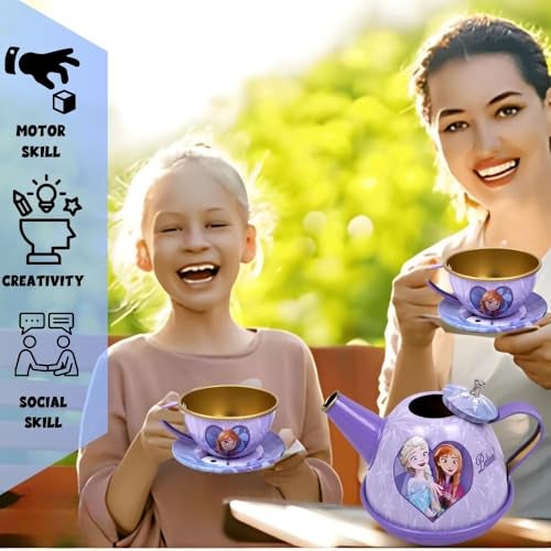GRAPHENE Frozen Pretend Play Tea Party Set for Kids – 14-Piece Kitchen Toy for Girls & Boys Ages 3-6 Fun & Safe Tea Time Role Play Gift for Toddlers & Preschoolers - Image 3
