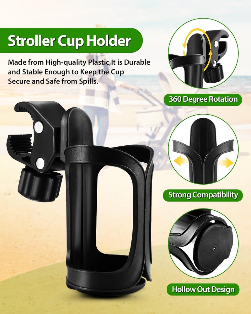 Badiano 2 Pack Stroller Drink Holders, Universal Cup and Bottle Holder for Trolleys, Walkers and Bikes - Image 2