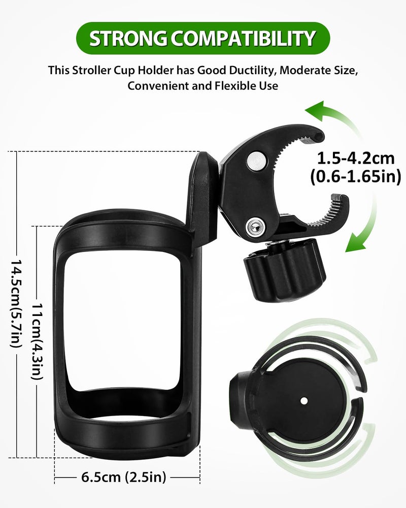 Badiano 2 Pack Stroller Drink Holders, Universal Cup and Bottle Holder for Trolleys, Walkers and Bikes - Image 3