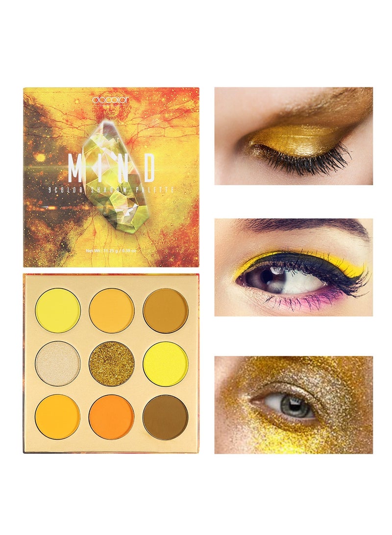 docolor Eyeshadow Palette 9 Colors Yellow Pearlescent Gemstone Shadow Palette Highly Pigmented Mattes Shimmers Naked Smokey Glitter Cream Colorful Powder Blendable Long Lasting Waterproof Makeup Palette  - Image 1