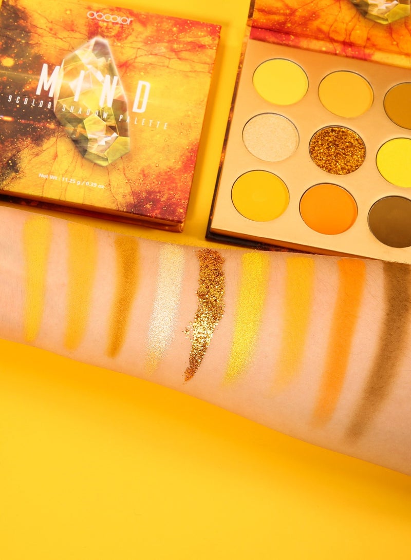 docolor Eyeshadow Palette 9 Colors Yellow Pearlescent Gemstone Shadow Palette Highly Pigmented Mattes Shimmers Naked Smokey Glitter Cream Colorful Powder Blendable Long Lasting Waterproof Makeup Palette  - Image 2