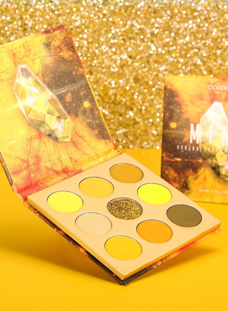 docolor Eyeshadow Palette 9 Colors Yellow Pearlescent Gemstone Shadow Palette Highly Pigmented Mattes Shimmers Naked Smokey Glitter Cream Colorful Powder Blendable Long Lasting Waterproof Makeup Palette  - Image 5