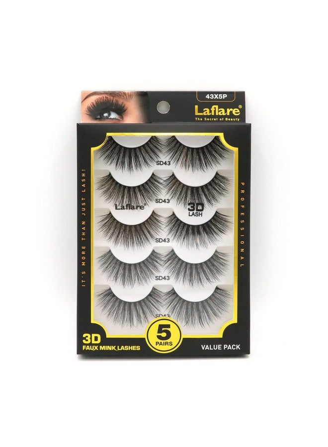 لافلير رموش صناعية ثلاثية الأبعاد من Premium Silk Lashes، عبوة متعددة، خفيفة، طبيعية المظهر، رموش احترافية سهلة الاستخدام بأسلوب محبوك، عبوة اقتصادية مكونة من 5 أزواج (43 × 5 قطع) - Image 1