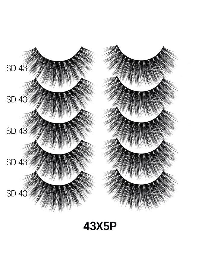 لافلير رموش صناعية ثلاثية الأبعاد من Premium Silk Lashes، عبوة متعددة، خفيفة، طبيعية المظهر، رموش احترافية سهلة الاستخدام بأسلوب محبوك، عبوة اقتصادية مكونة من 5 أزواج (43 × 5 قطع) - Image 2