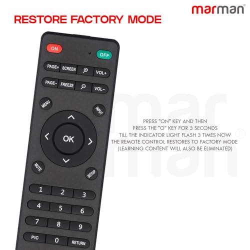 marman® Compatible with Universal Projector Remote Control Model RM-P1375 Suitable for Projector Brands are Listed with 2 Step Easy Configuration Remote Controller - Pairing Required - Image 5