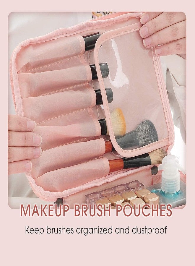 Flywind Household Culture Professional Nylon Travel Cosmetic Bag Makeup Pouch for Zippered Cosmetic Bag Vanity Bag with Adjustable Compartment Women, and Girls with Dividers. (Pink) - Image 5