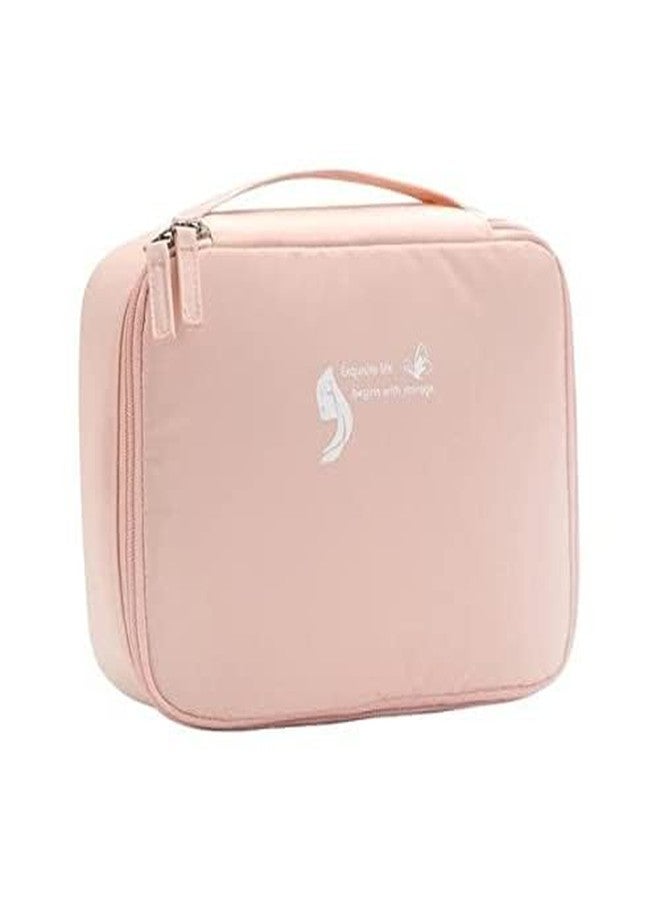 Flywind Household Culture Professional Nylon Travel Cosmetic Bag Makeup Pouch for Zippered Cosmetic Bag Vanity Bag with Adjustable Compartment Women, and Girls with Dividers. (Pink) - Image 1