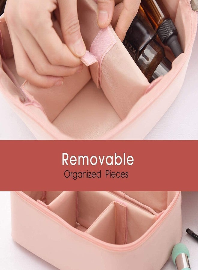 Flywind Household Culture Professional Nylon Travel Cosmetic Bag Makeup Pouch for Zippered Cosmetic Bag Vanity Bag with Adjustable Compartment Women, and Girls with Dividers. (Pink) - Image 4