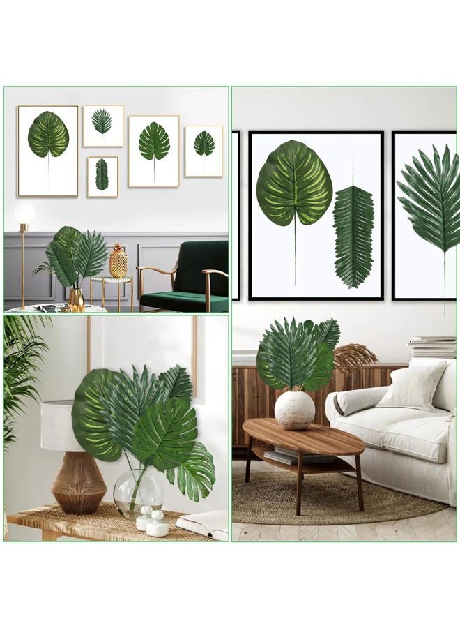 LOMIRO 60 Pieces 4 Kinds Artificial Palm Leaves with Faux Stems Tropical Plant Leaves Monstera Leaves Safari Leaves for Hawaiian Luau Party Jungle Beach Table Leave Decorations - Image 5