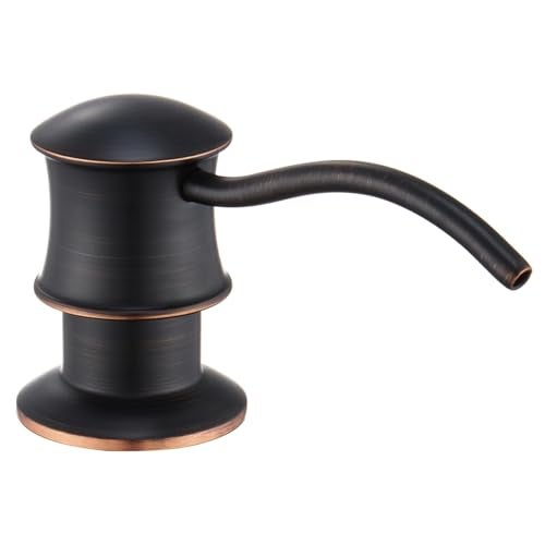 WINKEAR Built in Soap Dispenser for Kitchen Sink Countertop, Solid Brass Pump Head Long Spout with 10.2 Ounce PET Food Safe Material Lotion Bottle, Oil Rubber Bronze Finish - Image 1