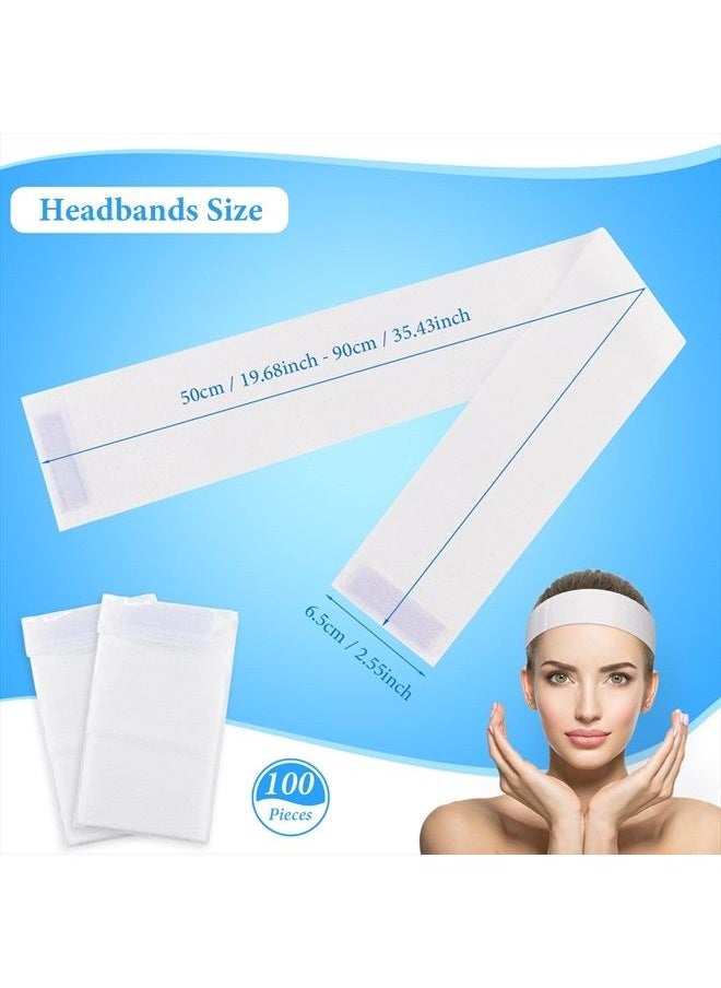 Noverlife 100PCS Disposable Spa Facial Headbands, Elastic Headband Wrap with Adjustable Magic Tape, Stretch Non-Woven Facial Bandeau, Soft Skin Care Essential Headband with Convenient Closure  - Image 2