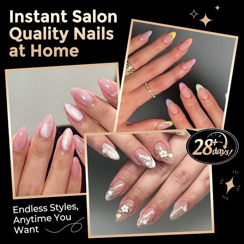 Luckyfairy Short Almond Nail Tips: 504pcs Pre-Etched Soft Gel Nail Tips, Tri-Layer Core Short Fake Nails, 12 Sizes Half Matte Full Cover Clear Press on Nails Extension DIY for Flat & Natural Nail Beds - Image 2