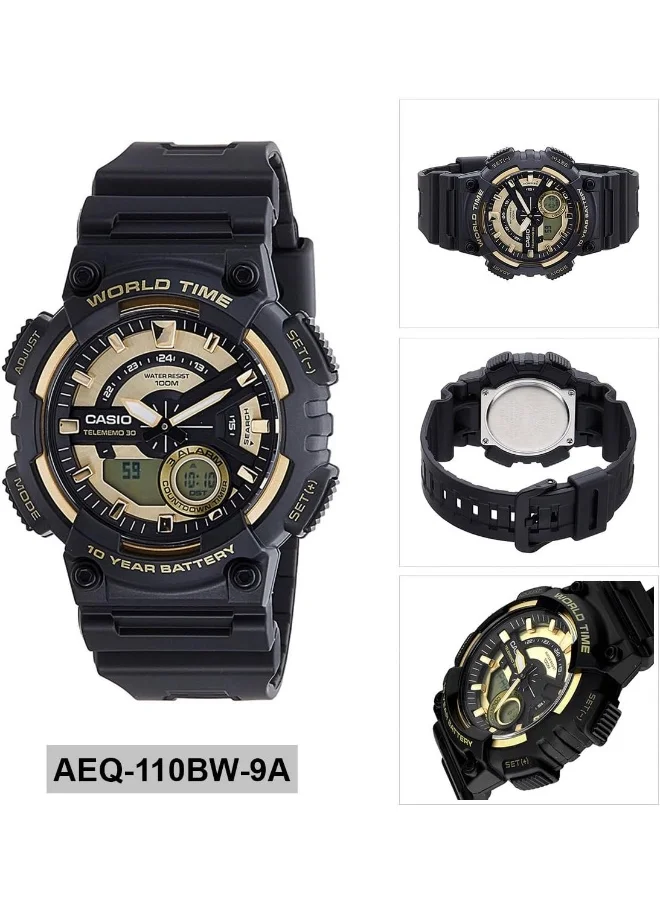 CASIO Men's Analog-Digital Display Watch With Black Resin Strap - AEQ-110BW-9A