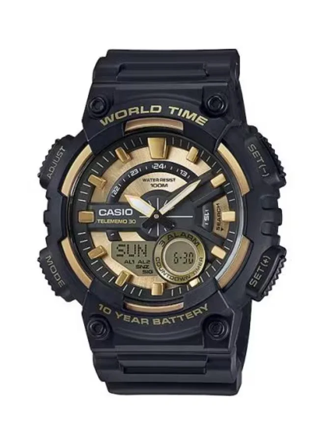 كاسيو Men's Analog-Digital Display Watch With Black Resin Strap - AEQ-110BW-9A