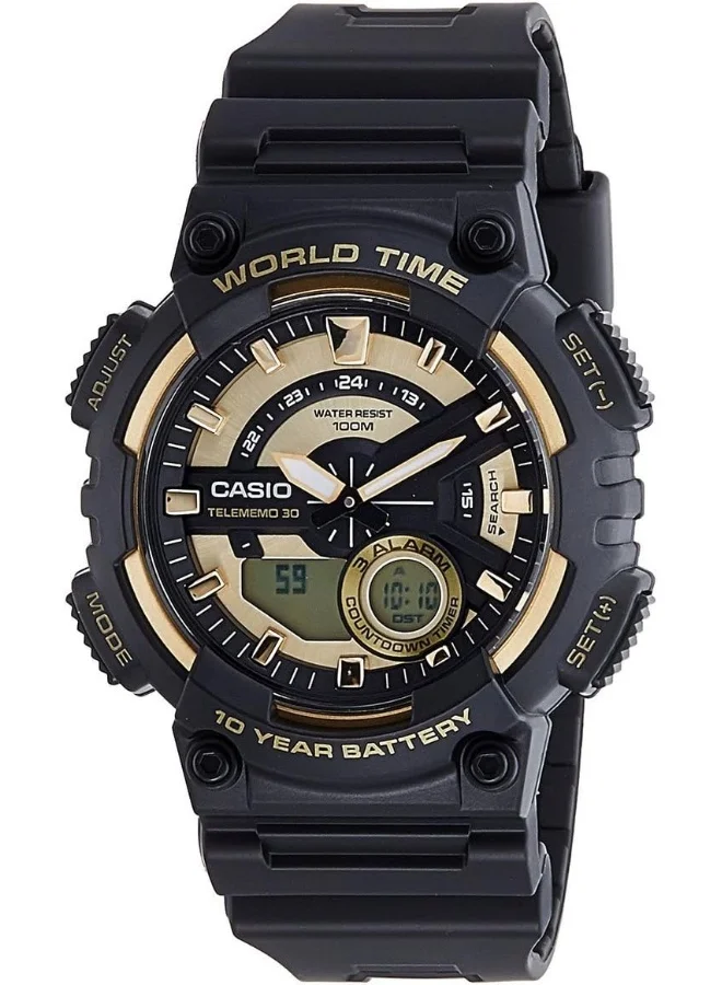 CASIO Men Black Dial Resin Band Watch aeq-110bw-9a