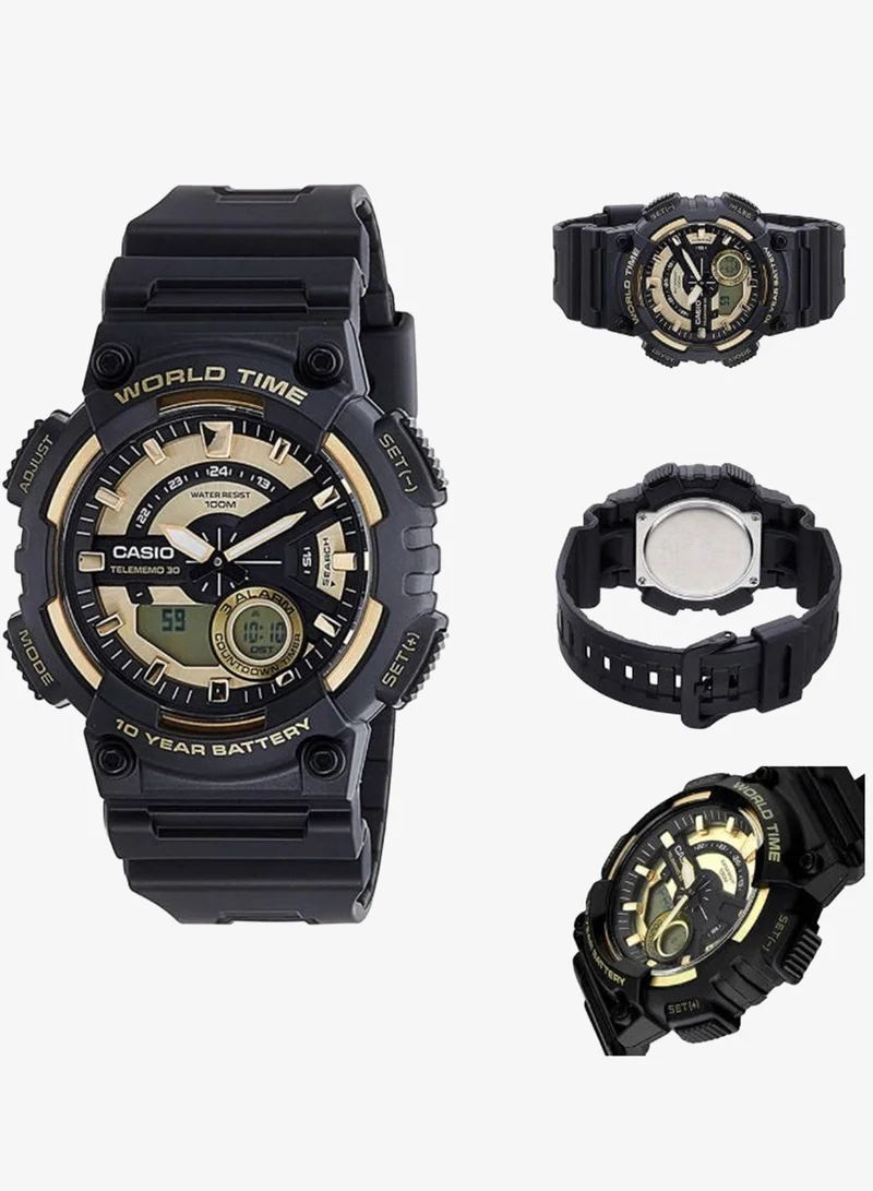 Casio Men Black Dial Resin Band Watch aeq-110bw-9a