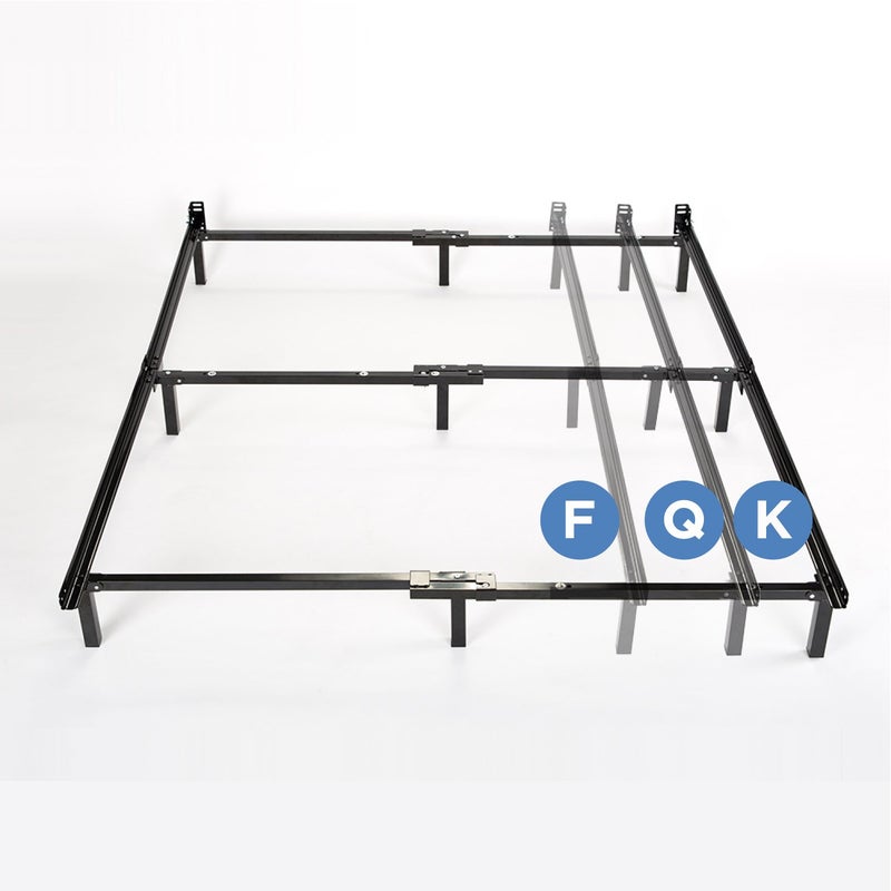 ZINUS Compack Metal Adjustable 7 Inch Support Bed Frame for Box Spring and Mattress Set FullQueenKing Black