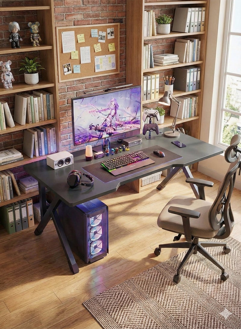 EXPERT Home Gaming Computer Desk, Study Writing Table, Modern Simple Laptop Table for Students, Teens and Adults, Easy to Assemble (Black)EI-105 - Image 2