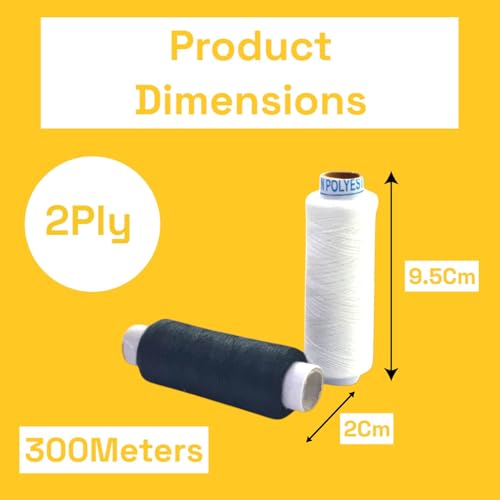 RIANZ Pack of 24 Pcs Sewing Thread Spun Polyester Yarn 300 Meters Each for Hand or Sewing Machines (12 Black & 12 White Color) - Image 4