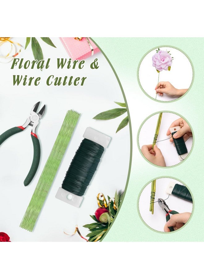 AHIER Corsage Wristlet Band, 213PCS DIY Wrist Corsage Kit with 6P Corsage Bracelet, Wire Cutter and Floral Wire, Green Floral Tape, Pin, Ribbon for Wedding Party Boutonniere Wrist Corsage Supplies - Image 5