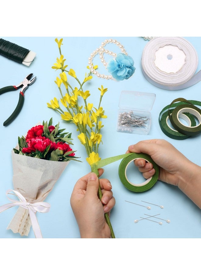 AHIER Corsage Wristlet Band, 213PCS DIY Wrist Corsage Kit with 6P Corsage Bracelet, Wire Cutter and Floral Wire, Green Floral Tape, Pin, Ribbon for Wedding Party Boutonniere Wrist Corsage Supplies - Image 4