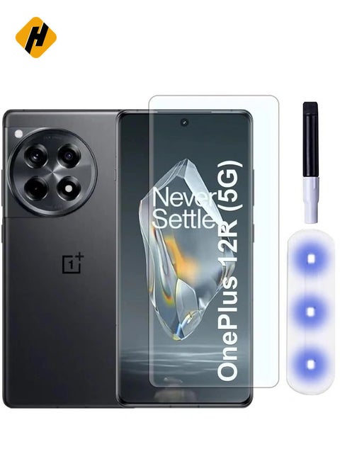 Tempered Glass for OnePlus 12R 5G UV Screen Protector Full Glue Edge-to-edge 3D Curved Tempered Glass Fingerprint Compatible Anti Scratch 9H hardness for OnePlus 12R 5G
