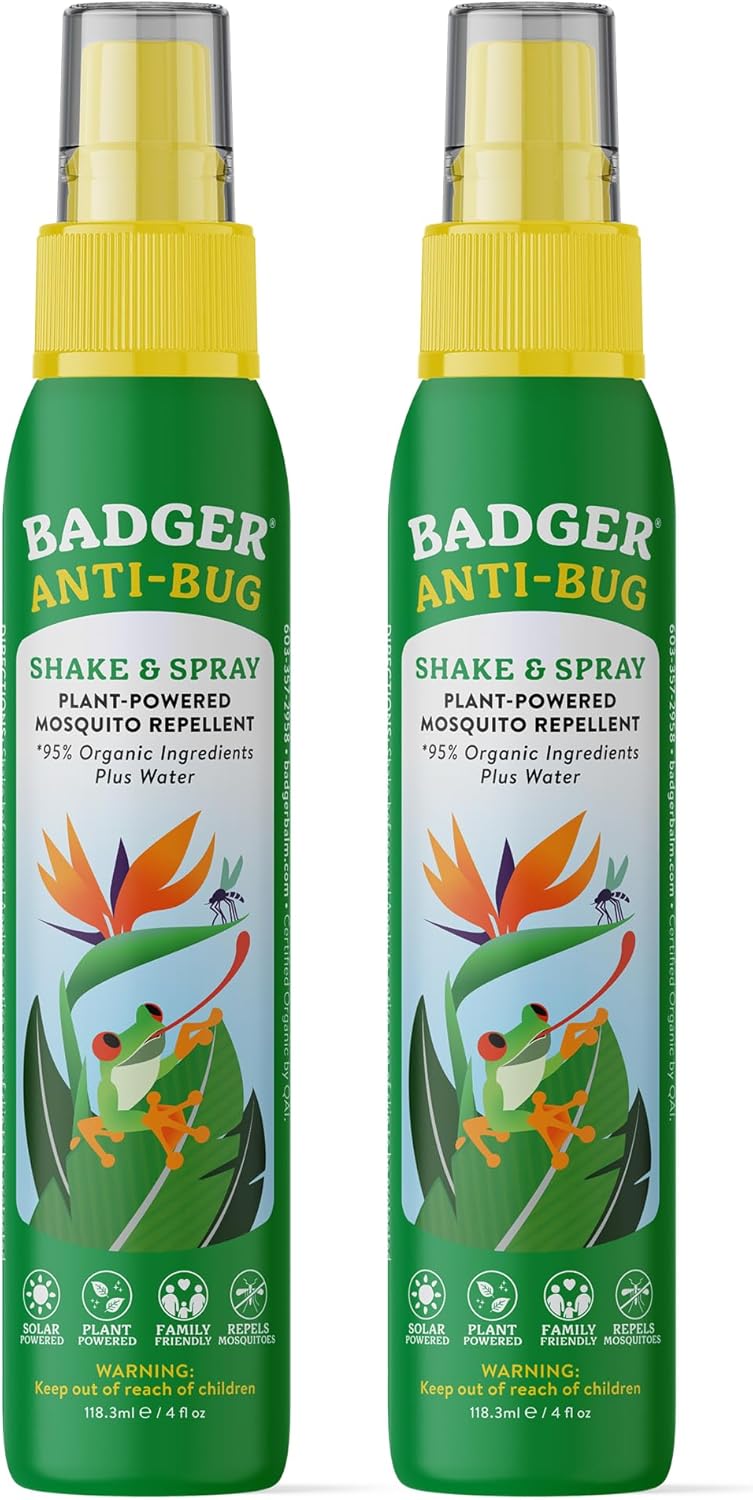 Badger Bug Spray, Non-DEET Mosquito Repellent with Citronella & Lemongrass, Natural Bug Spray for People, Family Friendly Bug Repellent, 4 fl oz (2 Pack) - Image 1