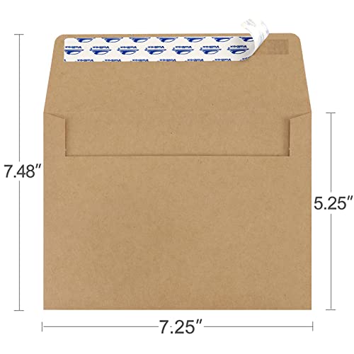 ValBox 5x7 Envelopes for Invitation 100 Qty A7 Envelopes Self Seal Brown, Kraft Paper Envelope for 5x7 Cards, Weddings, Baby Shower, Stationery, Office, 5.25 x 7.25 Inches - Image 2
